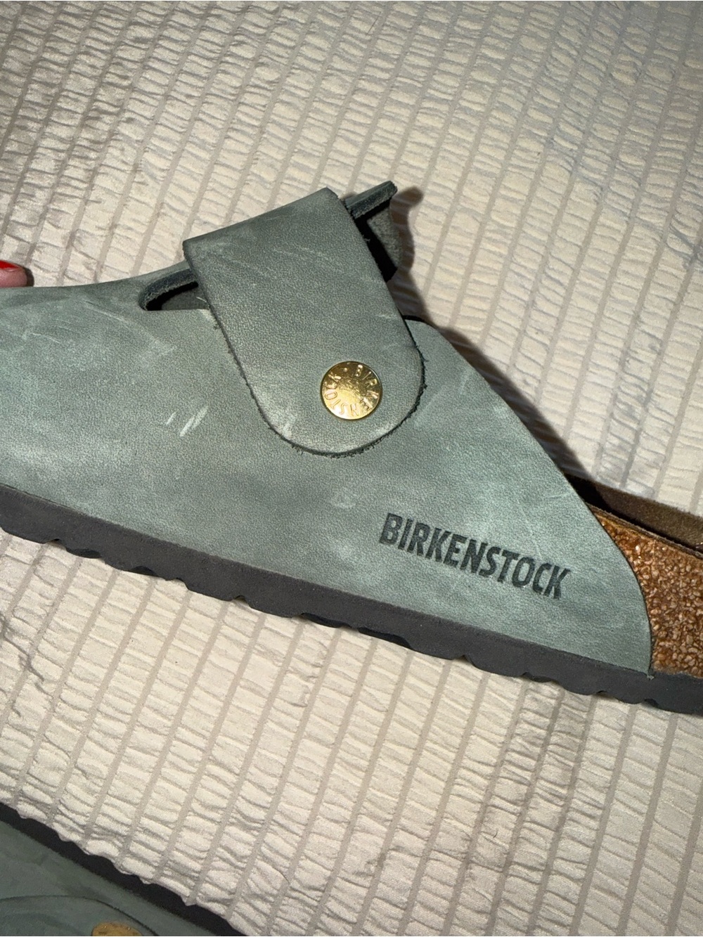 Birkenstock Green Leather Boston Clogs Big Buckle 40 - Picture 5 of 6